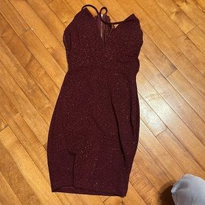 Burgundy glitter dress, lace back